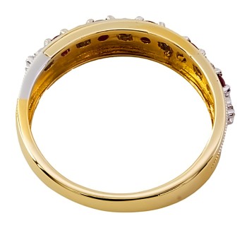 9ct gold Ruby / Diamond half eternity Ring size N